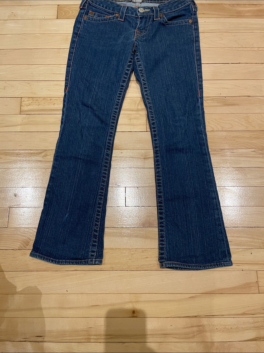 True Religion Bobby Dark Blue Bootcut Jeans Y2K Boho Casual Size 27